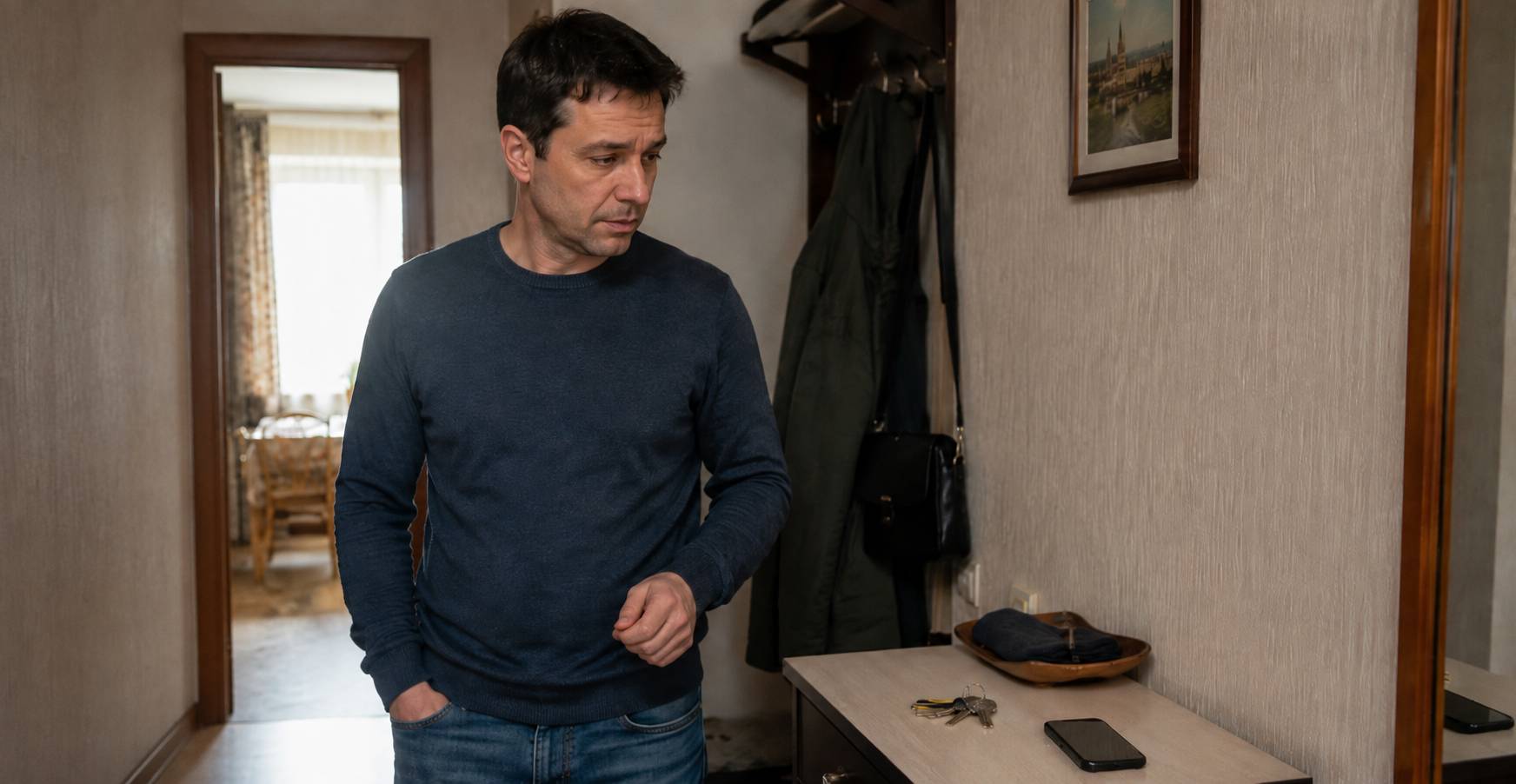 Человек пытается вспомнить, куда положил телефон или ключи, хотя нужный предмет находится рядом.